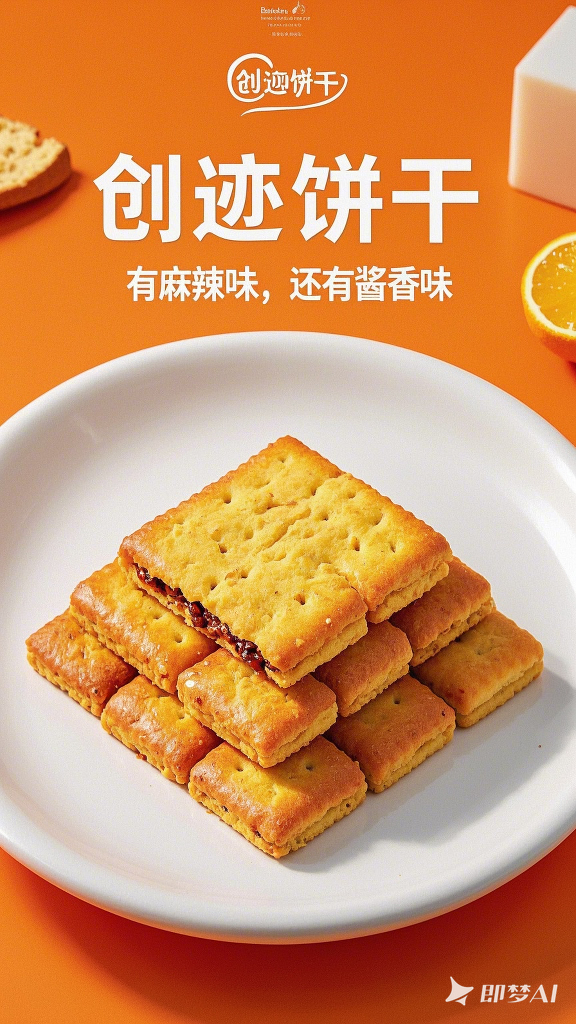 Food advertising poster, the background is composed of orange and white two colors, the upper and lo. (2)